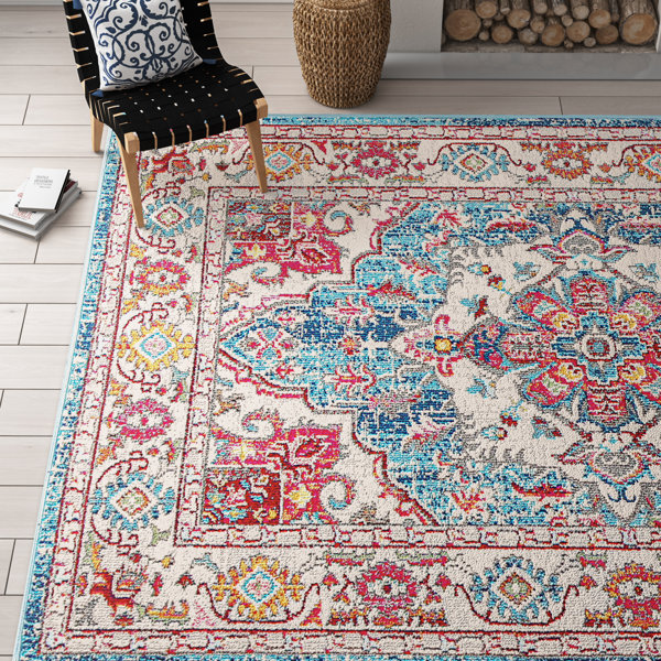 Mistana™ Osias Oriental Pink/Blue/Ivory Area Rug & Reviews Wayfair